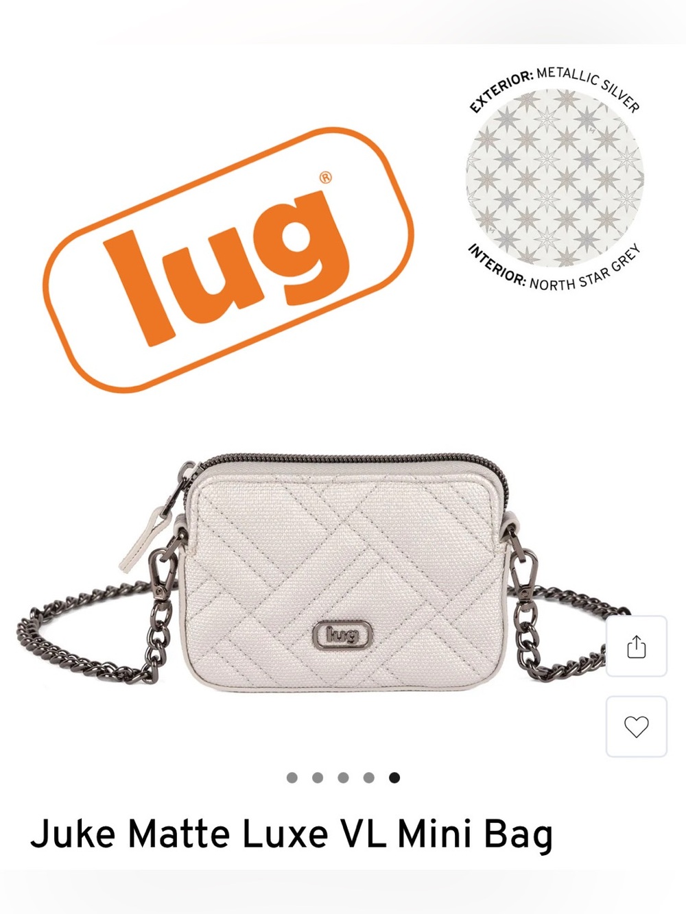 Lug Juke Matte Luxe VL Mini Bag in Metallic Silver NWT